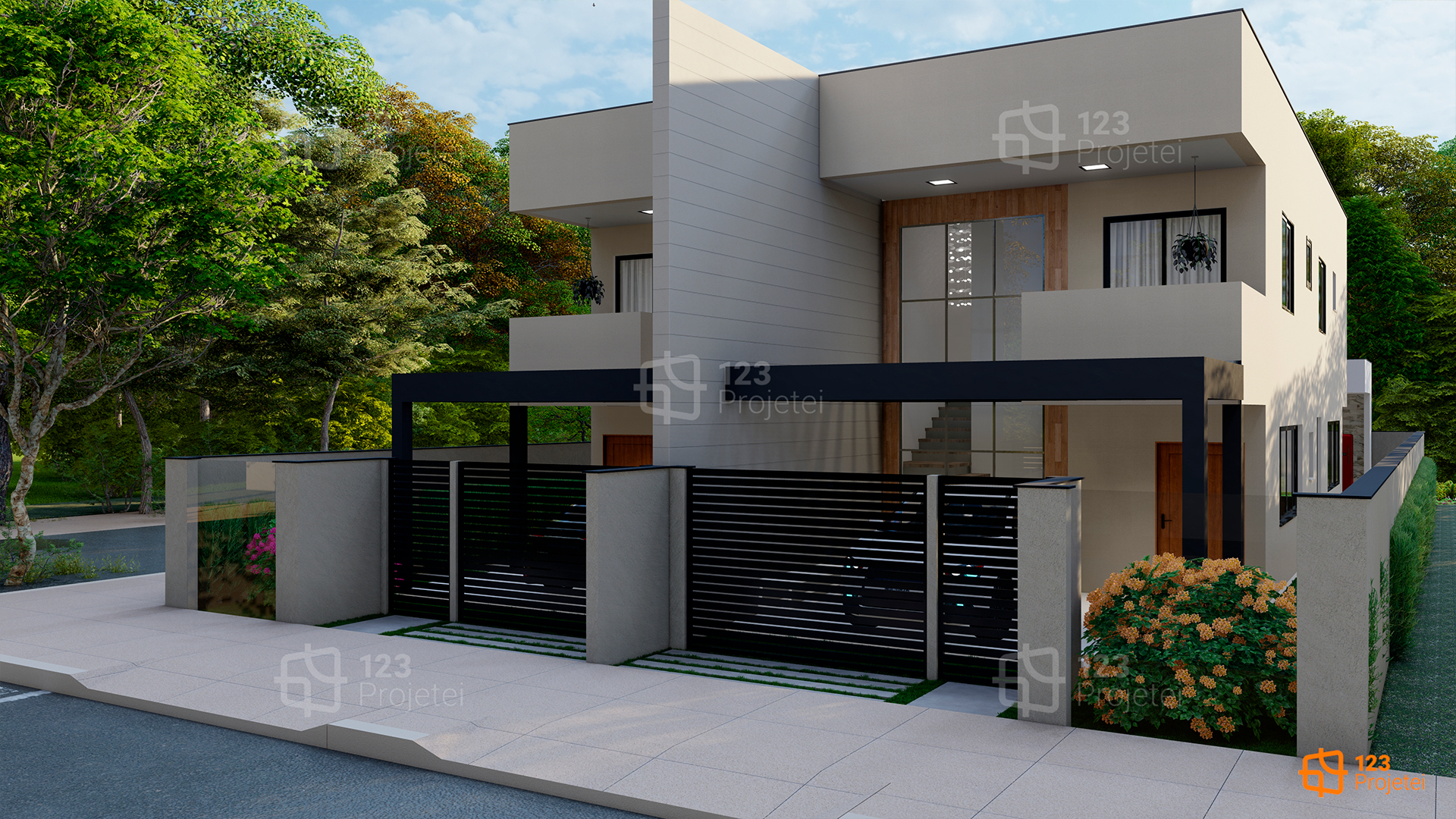 Casa Geminada - 734 | Projetos 123Projetei, image size:1920x1080